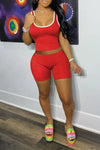 Sporty Solid Color Tank Shorts Set
