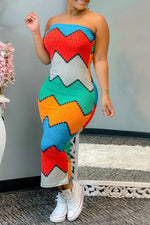 Colorful Bandeau Slim Maxi Dress
