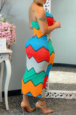 Colorful Bandeau Slim Maxi Dress