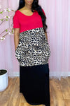 Leopard Print Colorblock Patchwork Maxi Dress