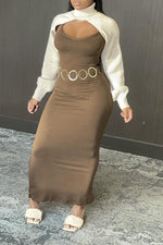 Multi-Length Solid Color Braces Skirt