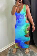 Tie Dye Cutout Maxi Dress