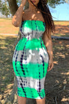 Sexy Gradient Striped Strapless Midi Dress