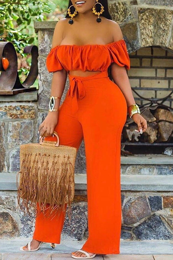 Off The Shoulder Cutout Knotted Jumpsuit