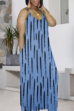 Street Fashion Print Sleeveless Pocket Dress