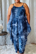 Plus Size Irregular Tie Dye Pocket Maxi Dress