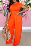 Casual Solid Wide Leg Two-piece Set