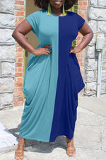 Contract Colorblock Patchwork Maxi Dress