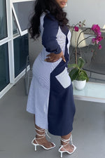Irregular Oblique Breasted Pocket Dress