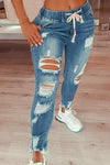 High-rise Lace-up Slim Stretch Skinny Jeans