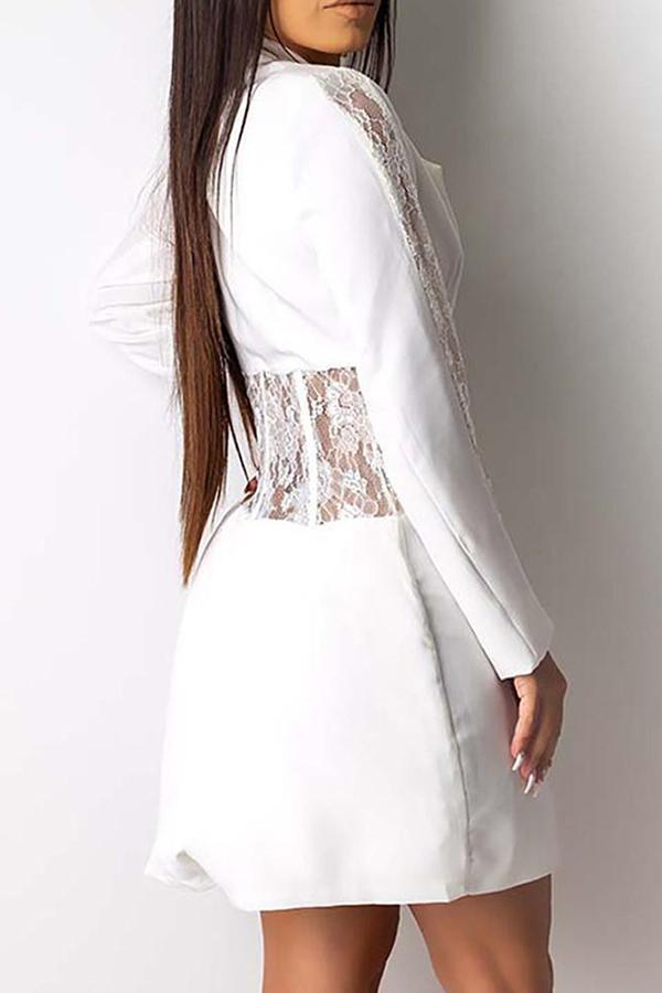 Elegant Fashionable Lace Stitching Slim Suit Dress