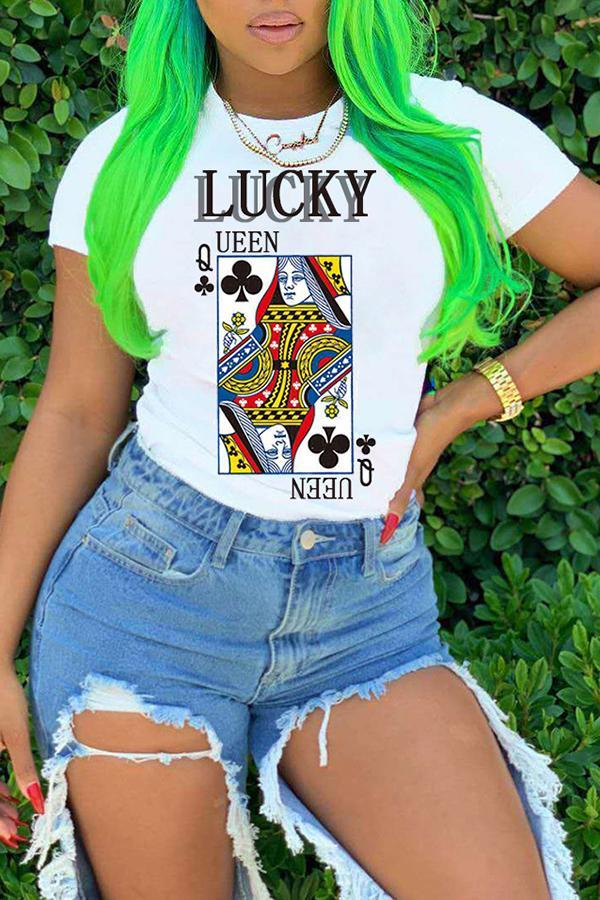 Poker Print Casual Fashion T-shirt