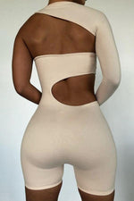 Asymmetrical One-shoulder Cut-out Fashion Halter Romper
