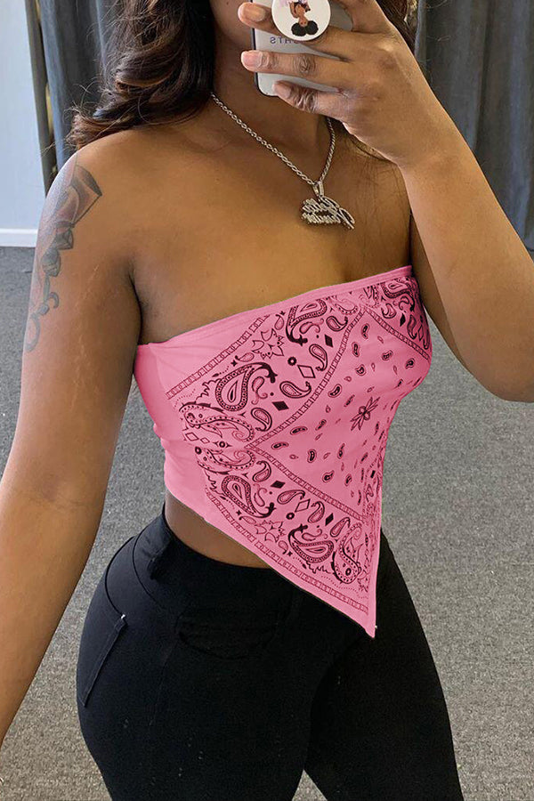 Sexy Ethnic Geometric Print Bandeau Vest