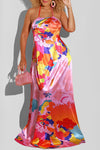 Fashion Map Print Halterneck Maxi Dress