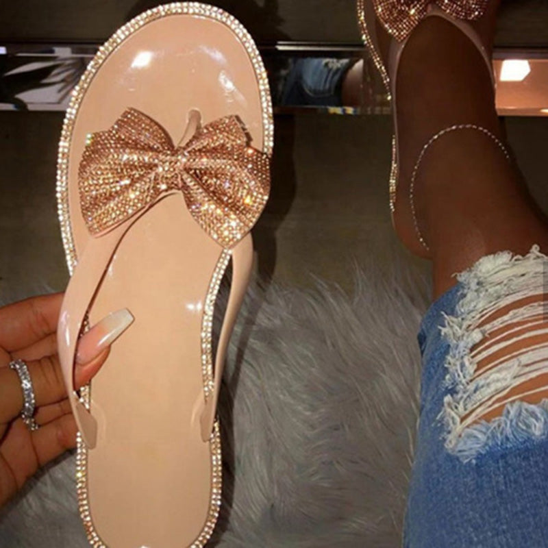 Fashion Bow Diamond Flat Flip-flops