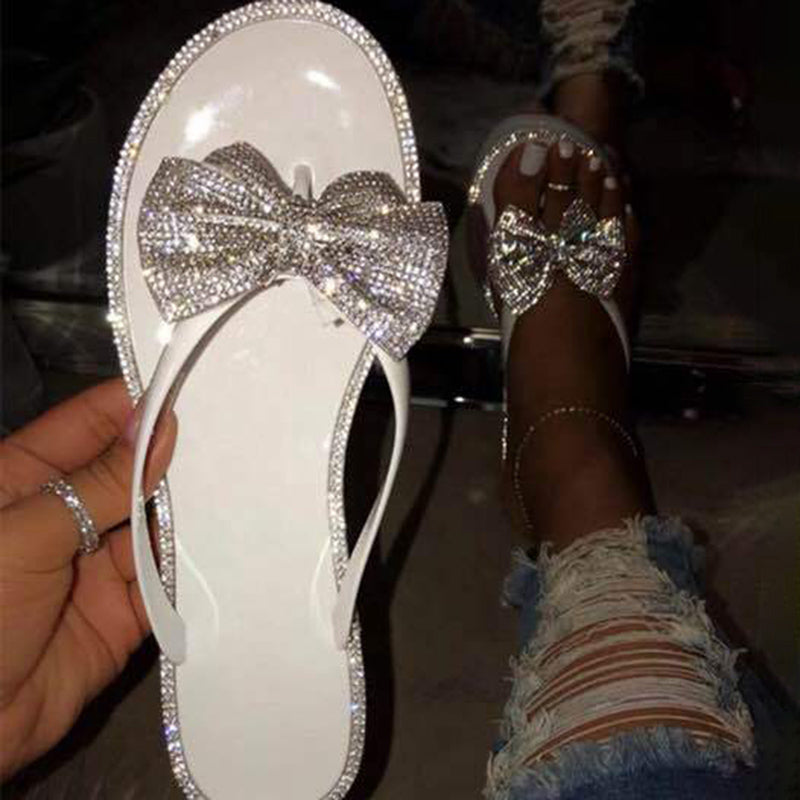 Fashion Bow Diamond Flat Flip-flops
