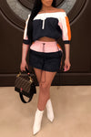 Casual Sports Color Contrast Stitching Two-piece Suit