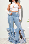 Fashionable Personality Ripped Frayed Flared Jeans