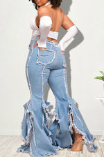 Fashionable Personality Ripped Frayed Flared Jeans