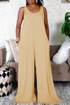 Casual Solid Color Sleeveless Wide-leg Jumpsuit