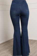  Fashion Beaded Flared High Rise Jeans