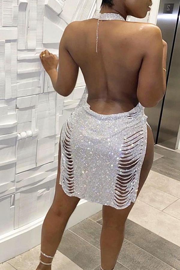  Sexy Halterneck Split Sequin Mini Dresses