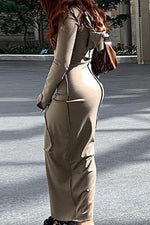  Fashion Reverse Car Side Hooded Long Sleeve Dress