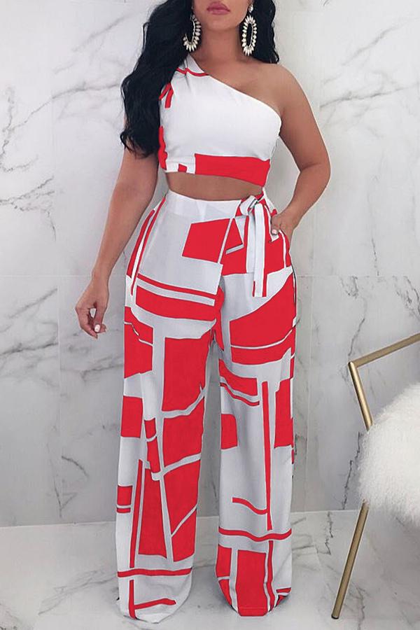 Fashion one-shoulder sleeveless two-piece Pant Suits