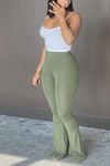  Casual Solid Color High Rise Skinny Flared Pants
