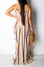 Casual Printed Sling Cotton Loose Maxi Dress