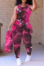 Casual Tie Dye Two Piece Pant Suits