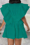 Satin Solid V-Neck A-Line Mini Dress