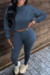 Casual Solid Color Hooded Two-Piece Set