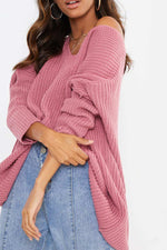 Loose Pullover V Neck Long Sleeve Sweater