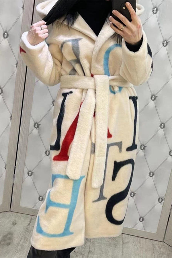 Casual Printed Long Hooded Coat