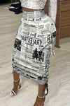 Fashion Printed Sexy Strappy Slim-fit Pocket Skirt