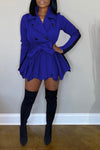 Lapel Double-breasted Casual Colorblock Mini Dress Plus Size