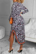Fashion Leopard Print Button-Up Shirt Cardigan Dress
