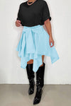 Fashion Cotton Solid Color Irregular Fake Sleeve Lace Up Skirt