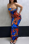 Fashion Contrast Animal Print Slim Fit Wrap Maxi Dress