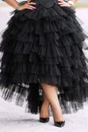 Plus Size Casual Solid Color Fluffy Layered Ruffle Irregular Skirt