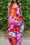 Colorful Tie Dye Printed Sling Loose Maxi Dress