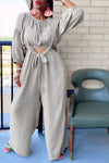 Comfortable Solid Color Pleated Bib Two Piece Suit