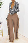 Fashion Color Fringed Straight Wide Leg Pants