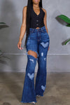 Fashion Love Ripped High Waist Flared Jeans