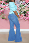 Fashion Ripped High Wiast Flare Jeans