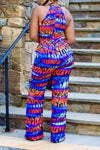 Fashion Tie Dye Print Sleeveless Lace-Up Jumpsuits