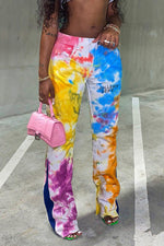 Fashion Colorful Tie-Dye Print Flared Pant