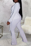 Sexy Deep V Neck Rhinestone Lace-Up Blazer Solid Color Slim Pant Suits